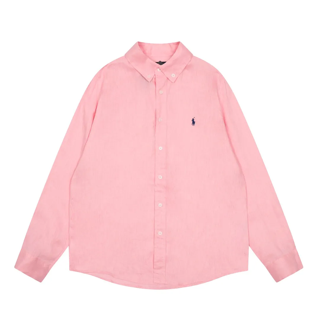P300 Top Quality" Style Number: 8001# [Ralph Lauren Paul Pony Linen Basic Couple Style Shirt Long Sleeve] ✅Ralph Lauren Paul Small Label War Horse 100% Pure Linen Classic Basic Four Seasons Shirt Long Sleeve ✅A must-have item for the lazy style. The upper body has a retro and fresh feeling. ✅100% pure linen 280g 32 count fabric. Washed, retro and textured. ✅Dedicated to platform live broadcast. Wholesale entity ✅Simple and easy to match, light American old money style, the upper body is super great, ✅Standard for all seasons, worn alone/inner, it is a must-have for YYDS couples wardrobe. Size: S-XL Color: Black, White, Navy, Khaki, Pink, Yellow, Red, Colorful Blue, Light Blue, Rose Red